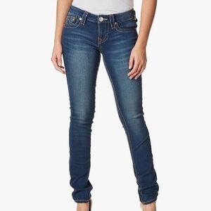 True Religion Women's Lowrise Slim Straight Skinny Jeans  Size 28  WB72077E4